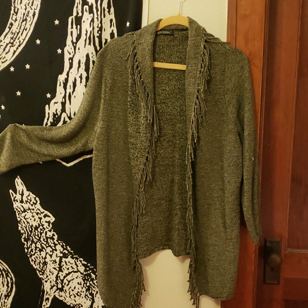 Fringed Knit Cardigan